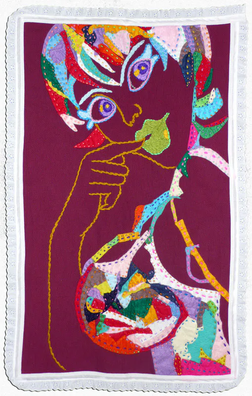 <p>Car Hoppin' Mama | Bordado sobre tela de algodon y fieltro | 19 x 31.5 in. | 2008</p>
