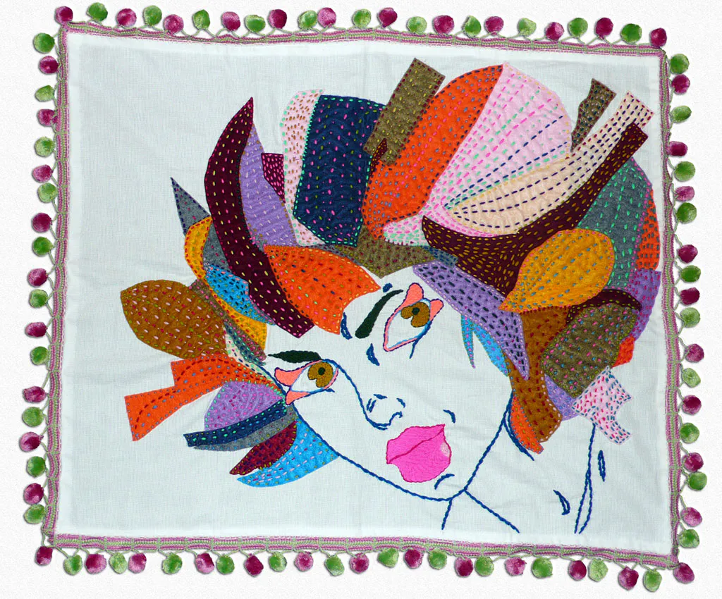 <p>Ain't No Wheels On This Ship (Este barco no tiene ruedas) | Bordado sobre tela de algodon y fieltro | 34 x 27 in. | 2008</p>
