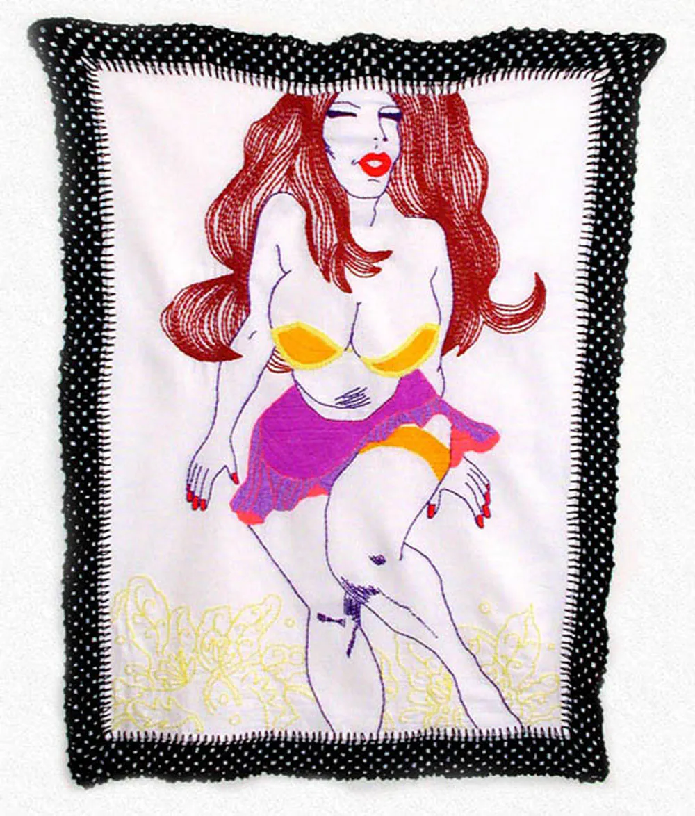 <p>Bailando | Bordado sobre tela de algodon y tejido | 34 x 26 in. | 2005</p>
