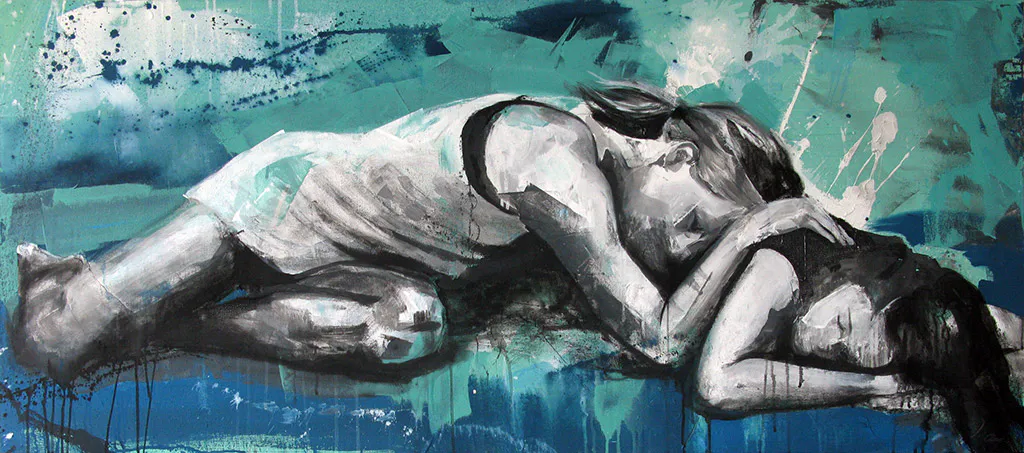 <p>Un duelo (2015), acrílico sobre tela y madera, 65x150 cm</p>
