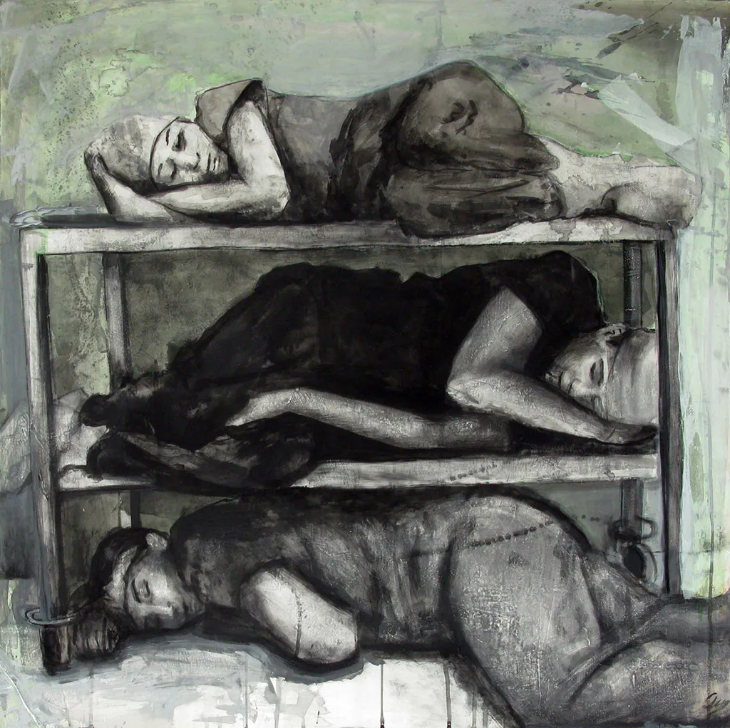 <p>Doctores en descanso, acrílico sobre madera, 80x80 cm</p>
