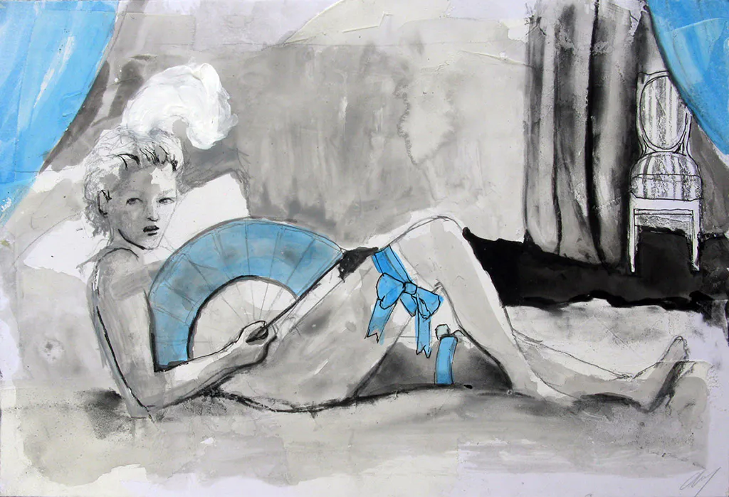 <p>Estudio María Antonieta (2015), grafito, carboncillo, acrílico y gesso sobre papel, 18.5x27.5 cm</p>
