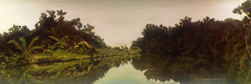 <p>Selva y su reflejo | 2014 | Óleo sobre tela | 70x205cm</p>
