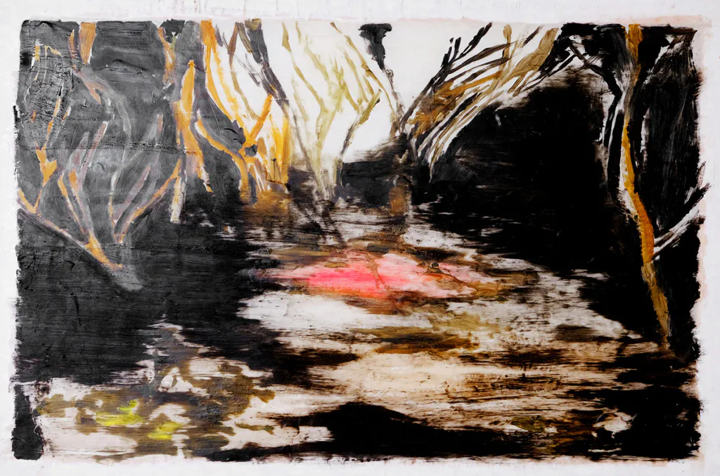 <p>Visión, 2017 | Óleo y cera sobre papel montado en bastidor de madera | 45x60cm c/u (políptico)</p>
