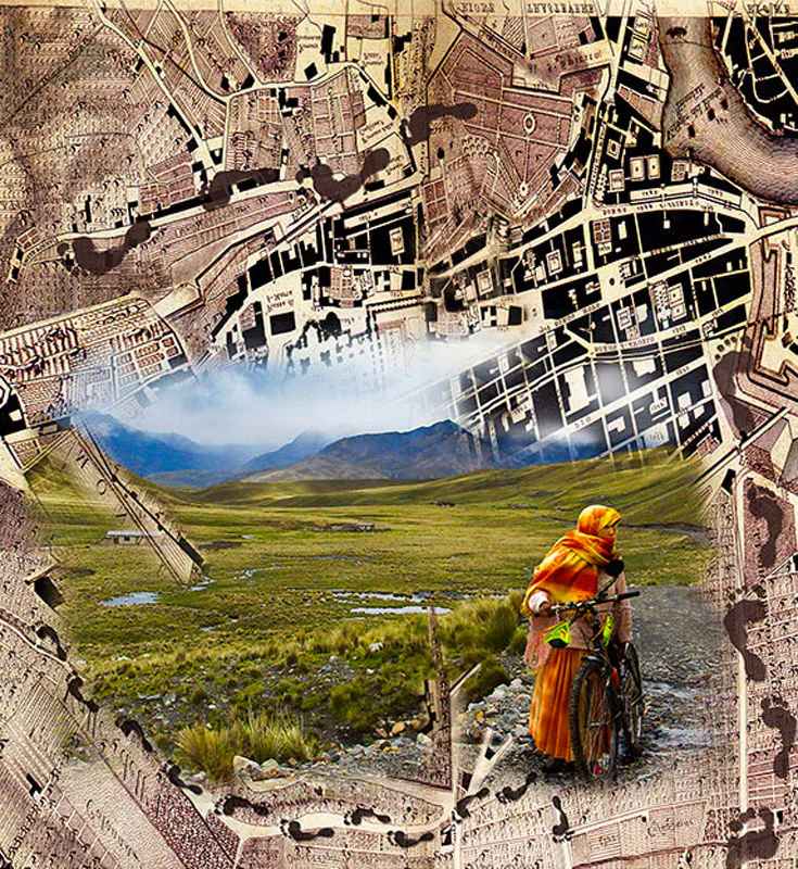 <p>Como mujer no tengo patria | Serie Caminantes | Panel 1 de 3 | 1.2 x 1.3m | Impresión digital sobre panel texturizado en tierra</p>
