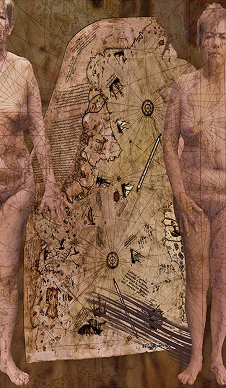 <p>Como mujer no tengo patria | Serie Cueroi mapa | Panel 3 de 3 | 0.70 x 1.2m | Impresión digital sobre panel texturizado en tierra</p>
