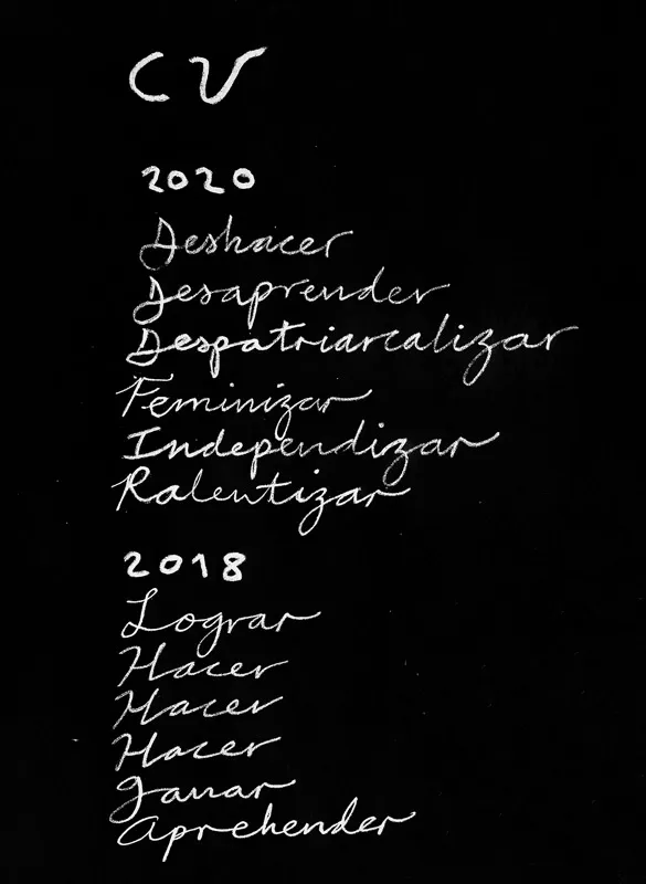 <p>CV. 2020. Imagen negativa a partir de la escritura a lápiz. Impresión digital mate. 38 x 29 cm. Edición 1/3 + C/A.</p>
