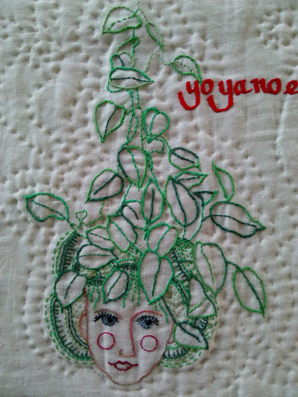 <p>Yo ya no espero. Bordado sobre lino, hilos de algodón, relleno fieltro acrílico. Detalle. | 36 x 31 cm | 2016-2021</p>
