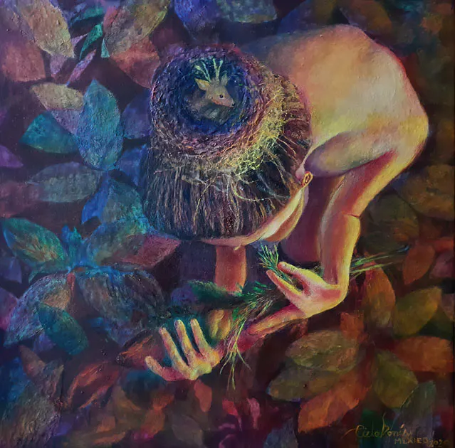 <p>El susurro de las Orquídeas , 2023 De la serie Orquídias susurrantes / Acrilatos y pigmentos  60X30cm</p>
