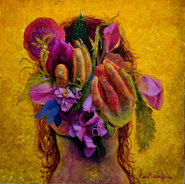 <p>Ofrenda de una hechicera, 2023 De la serie Orquídias susurrantes / Temple y óleo sobre media creta  lino 30 x 30cm</p>
