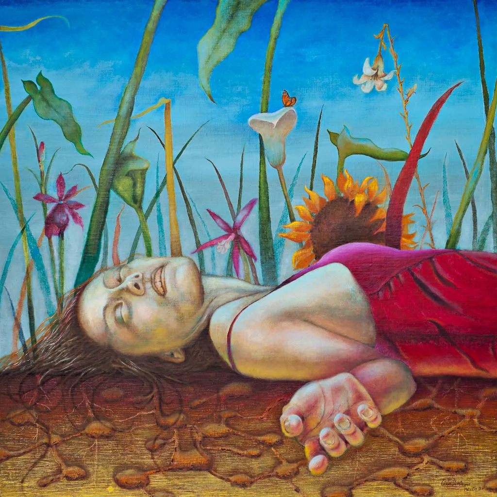 <p>Cuando estaba muerta | Temple y óleo sobre lino / madera | 80 X 80 cm | 2013</p>
