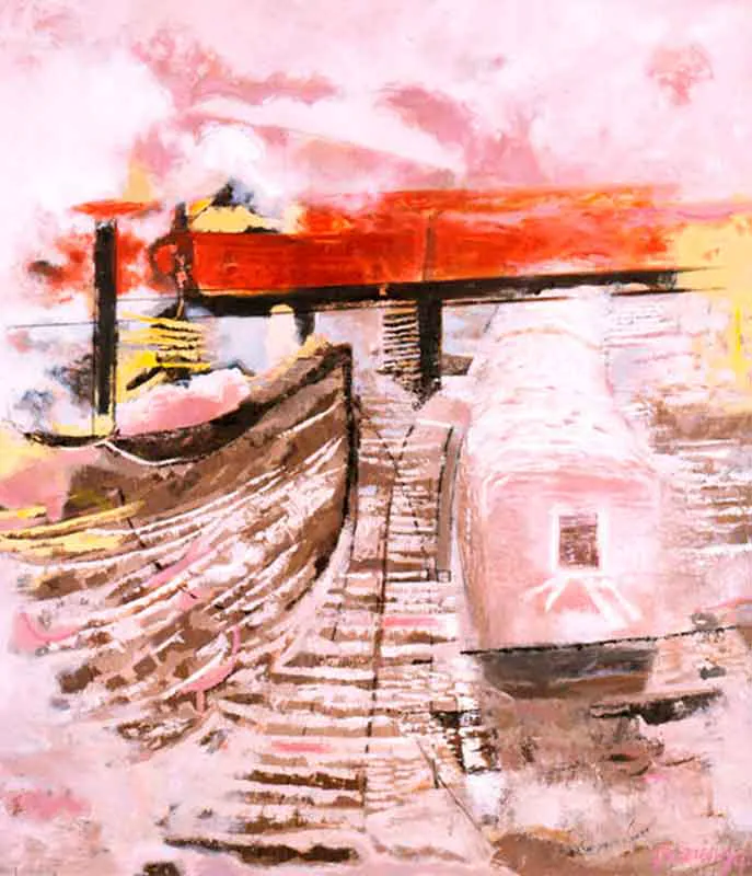 <p>Estación Puente Rojo | Óleo/tela</p>
