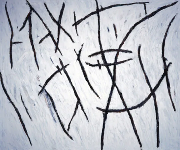 <p>Principio de Exclusión | óleo y cera sobre algodón | 200 x 240 cm. | 2004</p>
