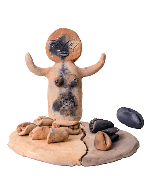 <p>Fértilidad 1 y 2. Barro Tradicional de Santa María Atzompa,Raku. Lucero González.  Medidas Variables. 2020.</p>
