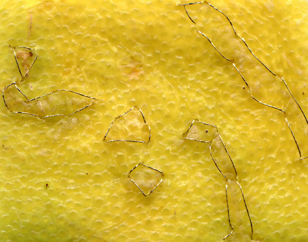 <p>De la serie,Planetas, Cítricos. 2012. Impresión digital 70 x55cm. | Cáscaras bordadas de mandarina, toronja,naranja y lima.</p>
