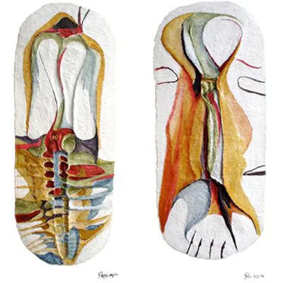 <p>Interiores | Colores Orgánico Naturales / Papel de Algodón Hecho a Mano | 60 x 30 cm | 2007</p>
