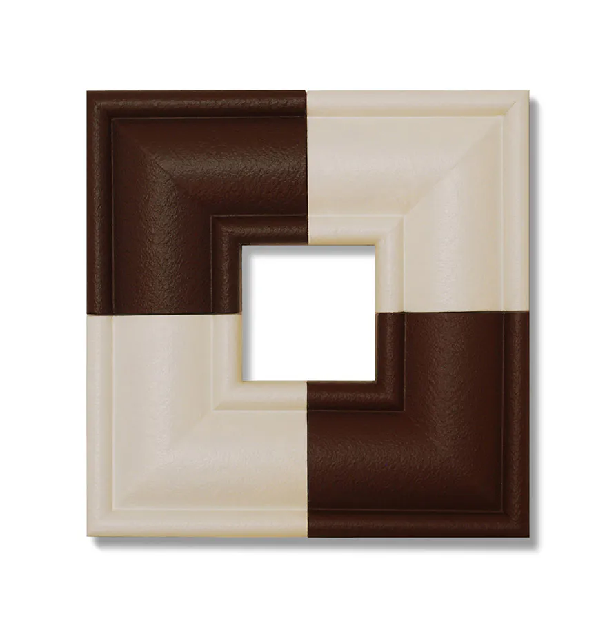 <p>Menta y chocolate | Acrílico / estructura cubierta de cemento | 41 x 41 x 4.5 cm | 2009</p>
