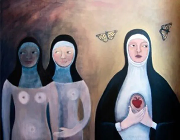 <p>3 monjas | Óleo sobre tela 2008 | 122x1523</p>
