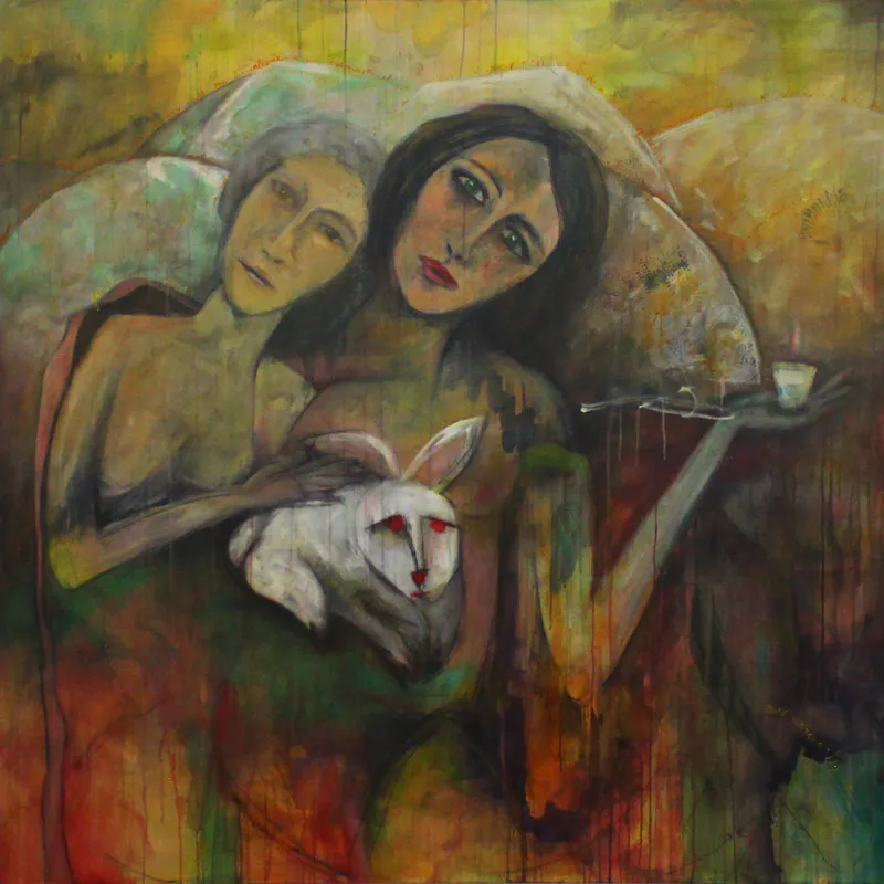 <p>Tocarás el filo de la cama | Acrílico sobre tela | 160 x 160 cm</p>
