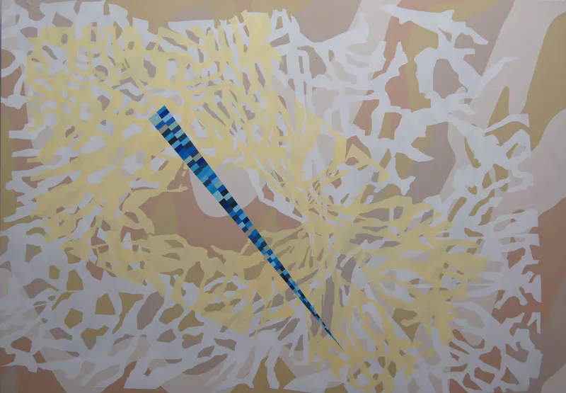 <p>El árbol se pliega en el horizonte 5 | Pintura vinil-acrílica/madera | 122 x 172 cm | 2015</p>
