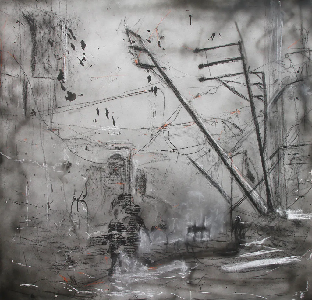 <p>Puerto Príncipe | Acrílico, carboncillo, pastel, serigrafía/papel 150x152 cm</p>
