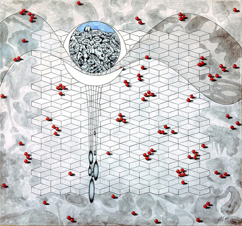 <p>Marina I | Acrílico y Prismacolor / tela | 70 x 75 cm. | 2016</p>
